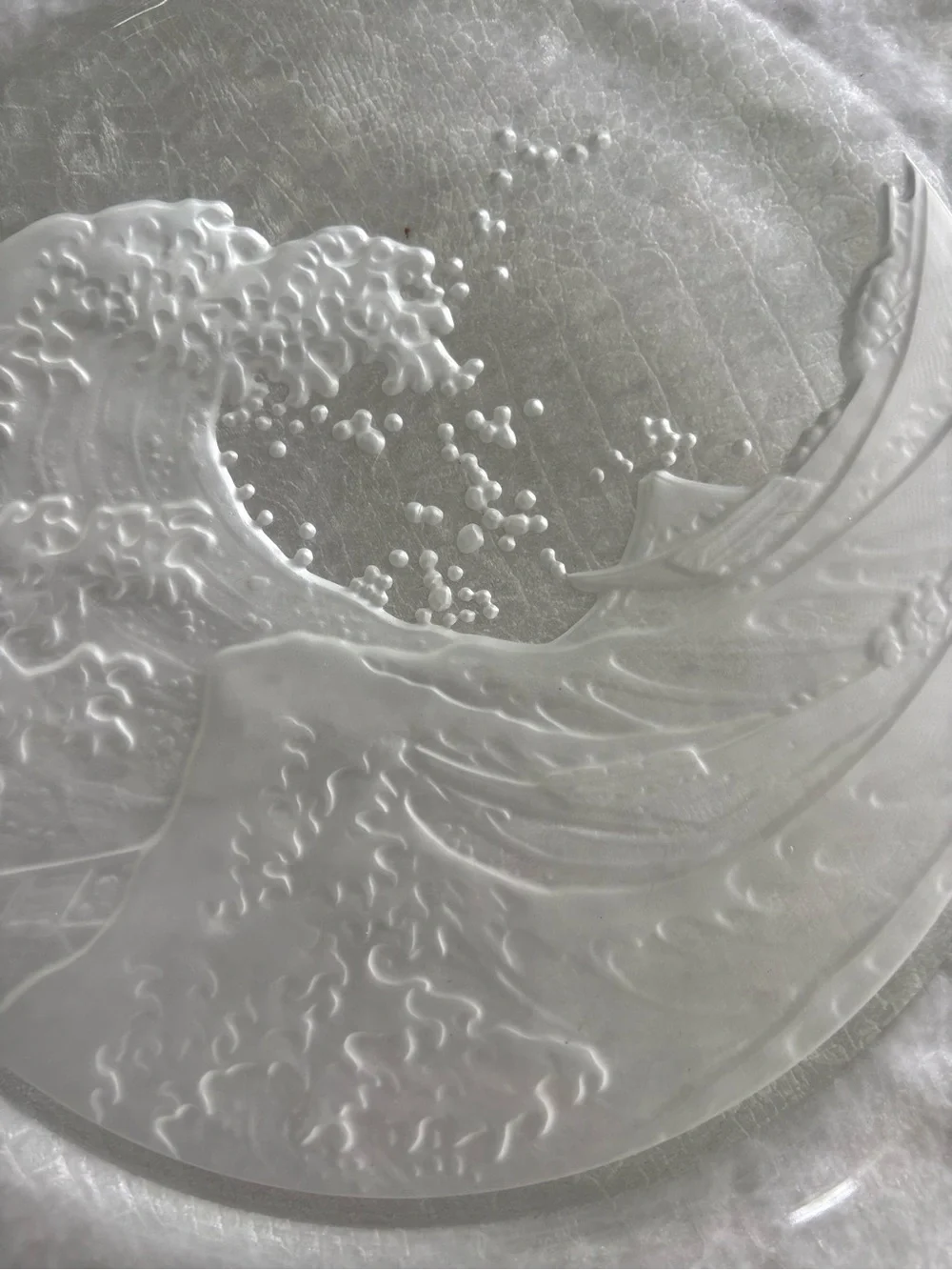Rare Sasaki Clear Glass Plate with Wave